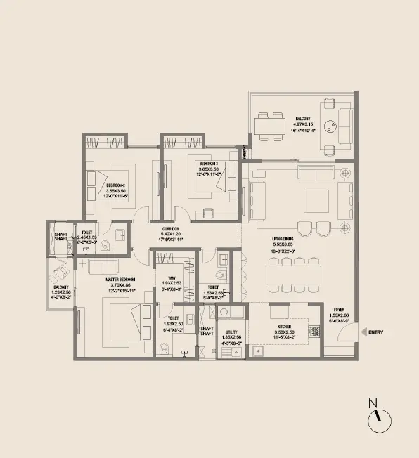 Assetz Trees Tandem 3bhk floor plan
