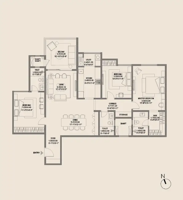 Assetz Trees & Tandem 3bhk floor plan