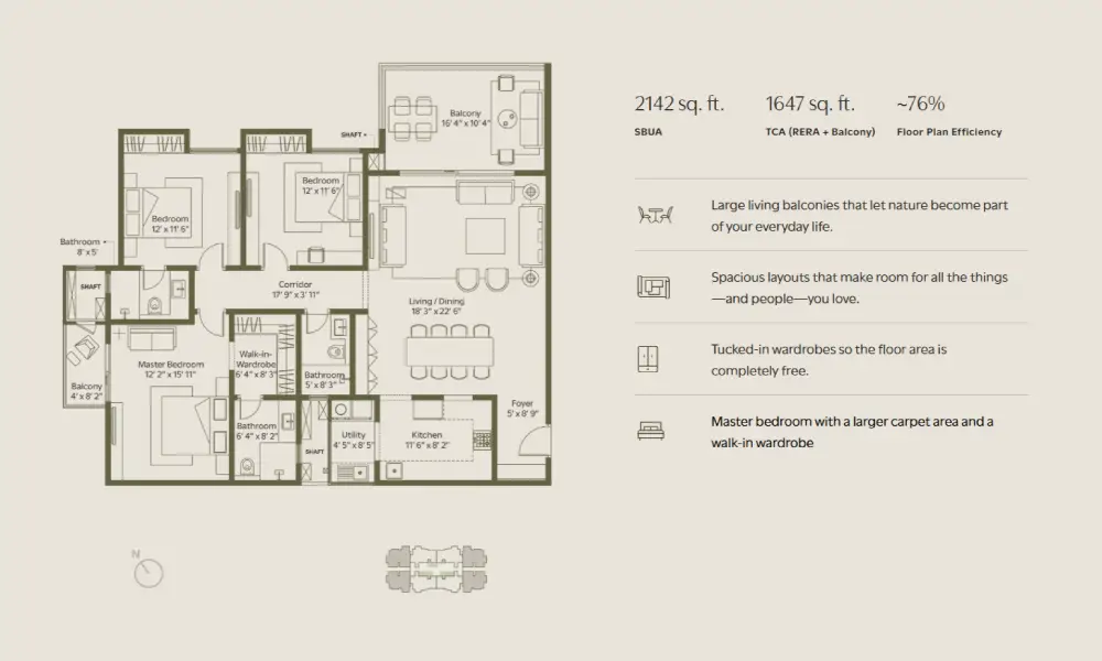 Assetz Oasis 3 BHK Floor Plan