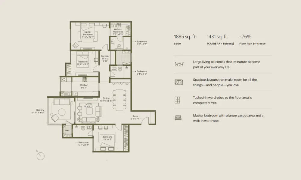 Assetz Oasis Floor Plan 3 BHK