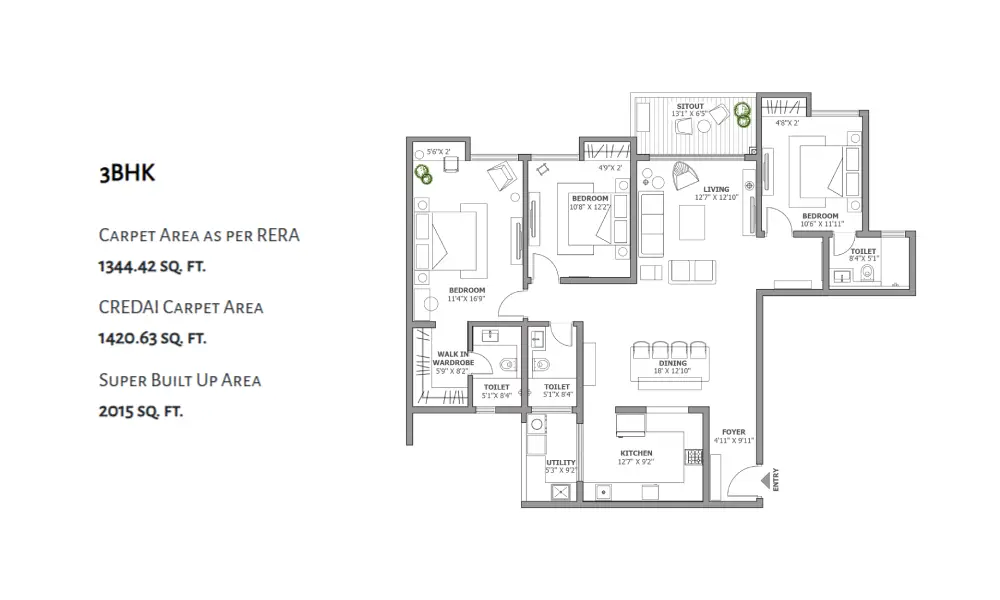 assetz soho & sky 3 bhk floor plan