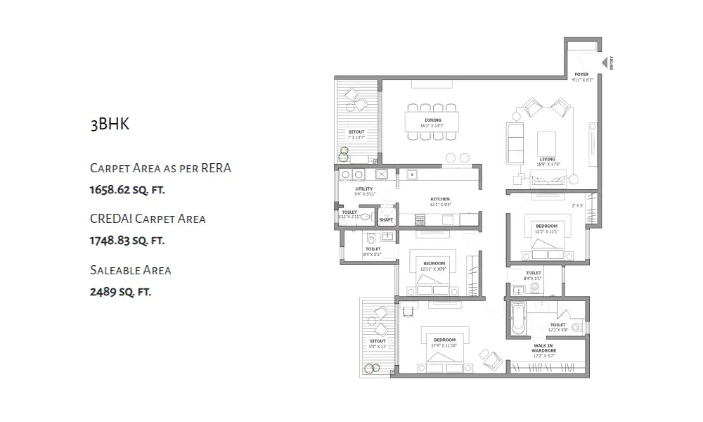 assetz soho & sky floor plan 3 bhk